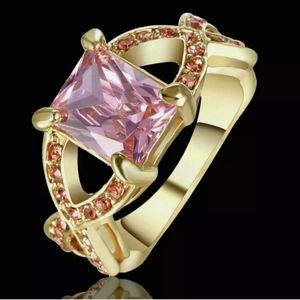 New Pink Sapphire Gold Double Sided Eternity Ring.